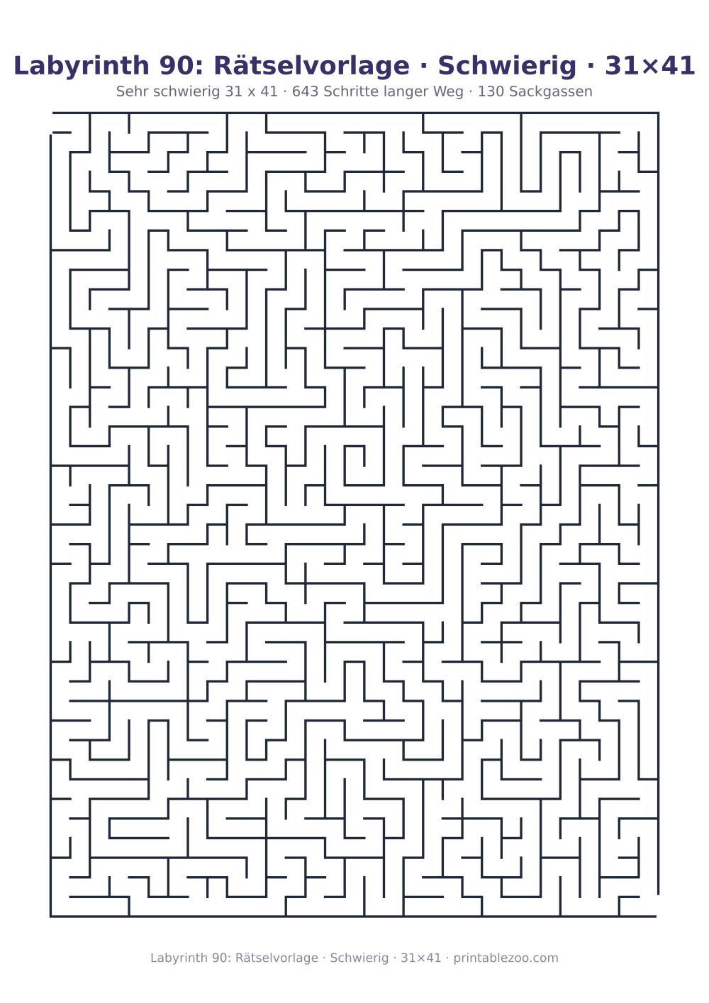 Labyrinth 90: Rätselvorlage · Schwierig · 31×41 als druckfertige Vorschau, Katalognummer 160111 Rätsel Nr. 160111.