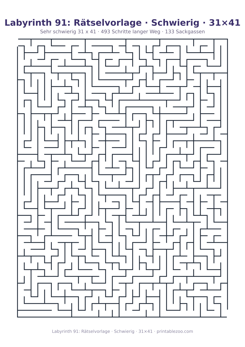 Labyrinth 91: Rätselvorlage · Schwierig · 31×41 als druckfertige Vorschau, Katalognummer 160112 Rätsel Nr. 160112.