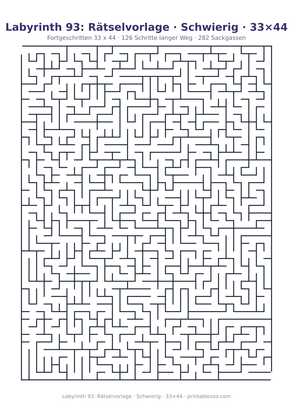 Labyrinth 93: Rätselvorlage · Schwierig · 33×44 als druckfertige Vorschau, Katalognummer 160121 Rätsel Nr. 160121.
