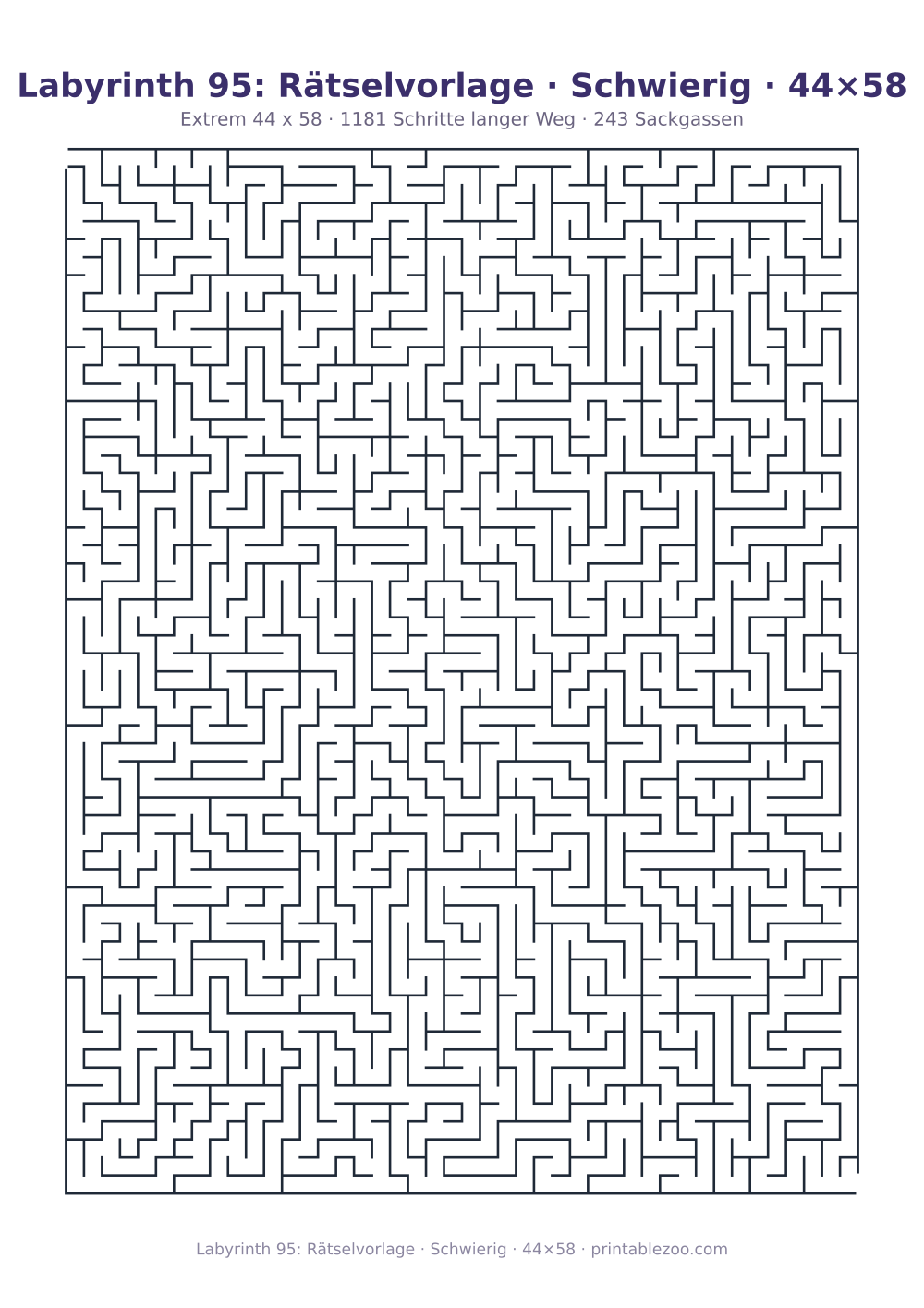 Labyrinth 95: Rätselvorlage · Schwierig · 44×58 als druckfertige Vorschau, Katalognummer 160131 Rätsel Nr. 160131.