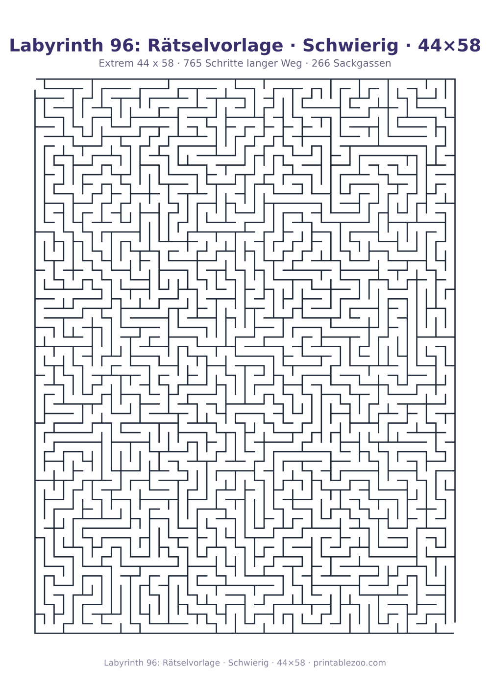 Labyrinth 96: Rätselvorlage · Schwierig · 44×58 als druckfertige Vorschau, Katalognummer 160132 Rätsel Nr. 160132.