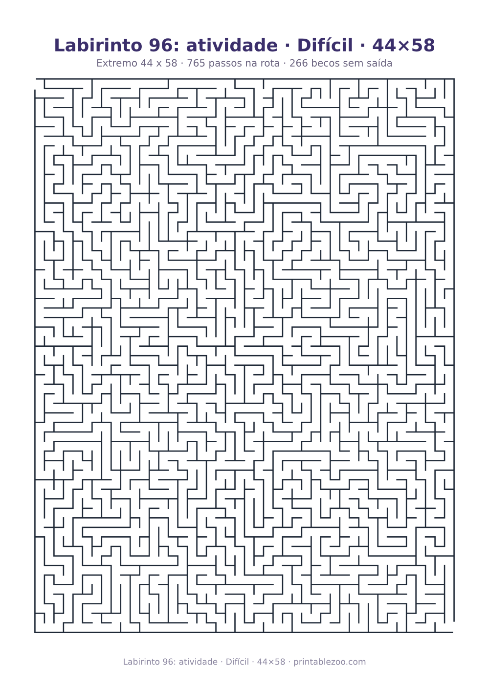 Prévia pronta para imprimir: Labirinto 96: atividade · Difícil · 44×58, catálogo nº 160132 Passatempo nº 160132.