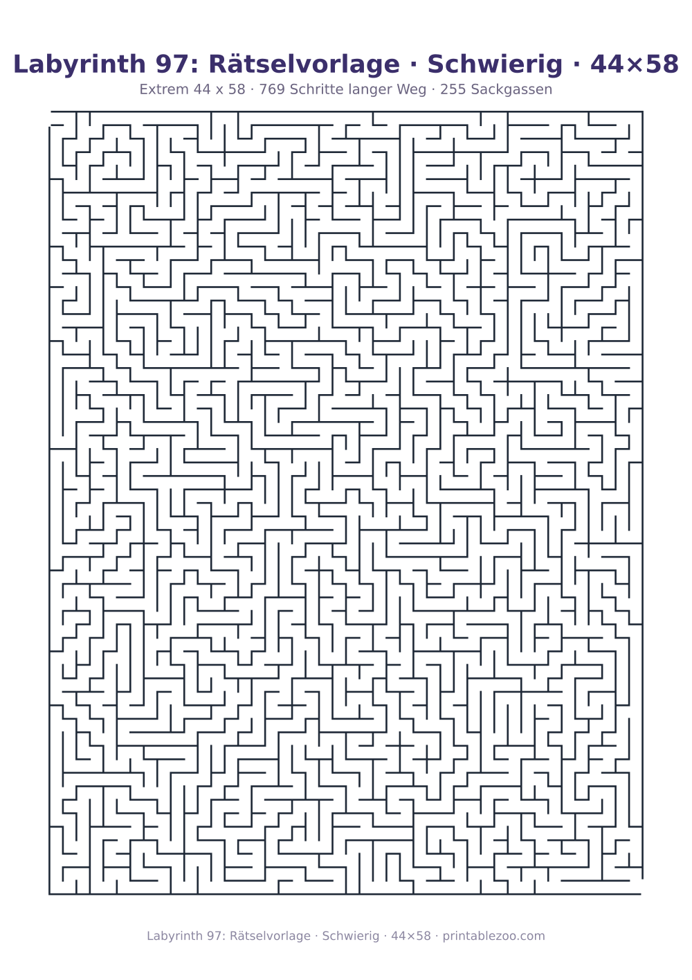 Labyrinth 97: Rätselvorlage · Schwierig · 44×58 als druckfertige Vorschau, Katalognummer 160133 Rätsel Nr. 160133.