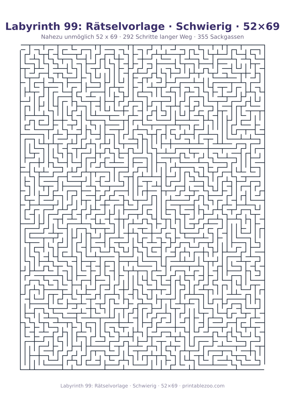 Labyrinth 99: Rätselvorlage · Schwierig · 52×69 als druckfertige Vorschau, Katalognummer 160141 Rätsel Nr. 160141.