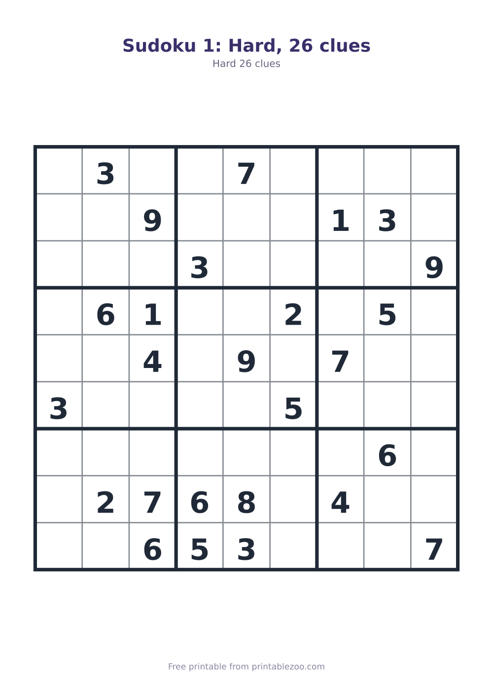 Hard printable sudoku