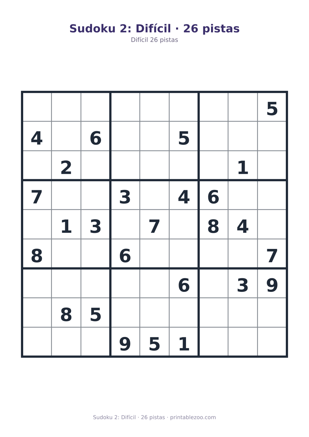 Prévia pronta para imprimir: Sudoku 2: Difícil · 26 pistas, catálogo nº 220302