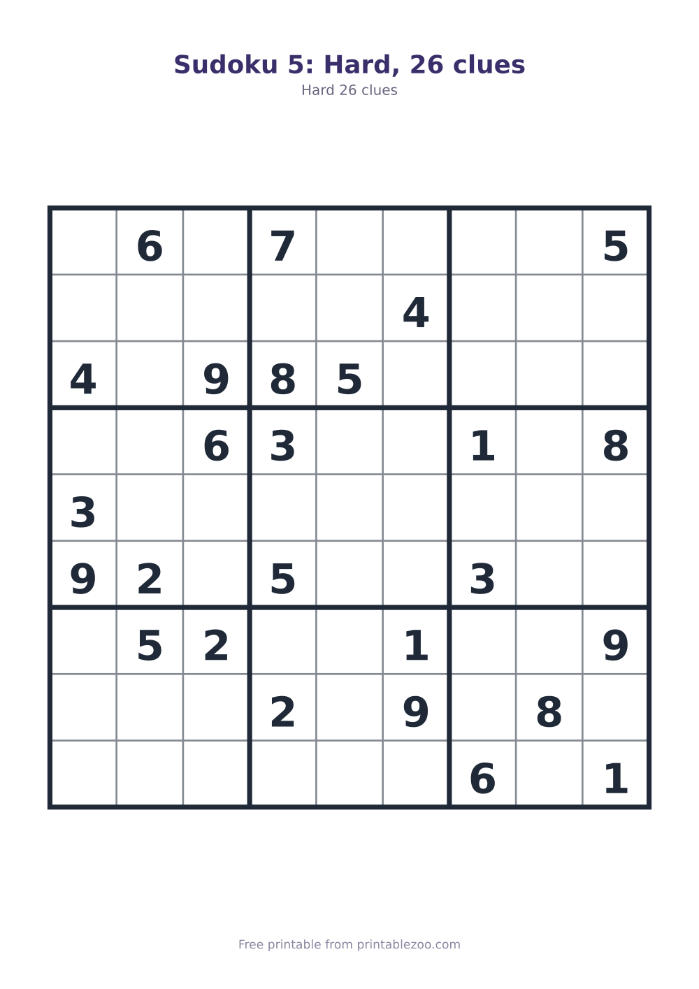 Sudoku 5: Hard, 26 clues