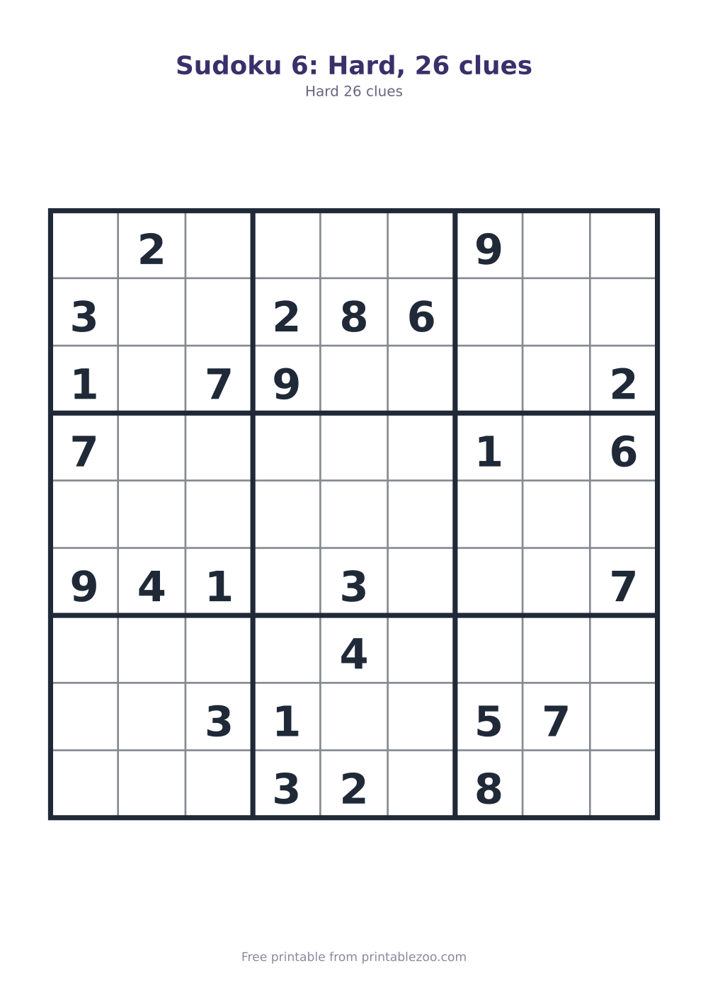Sudoku 6: Hard, 26 clues