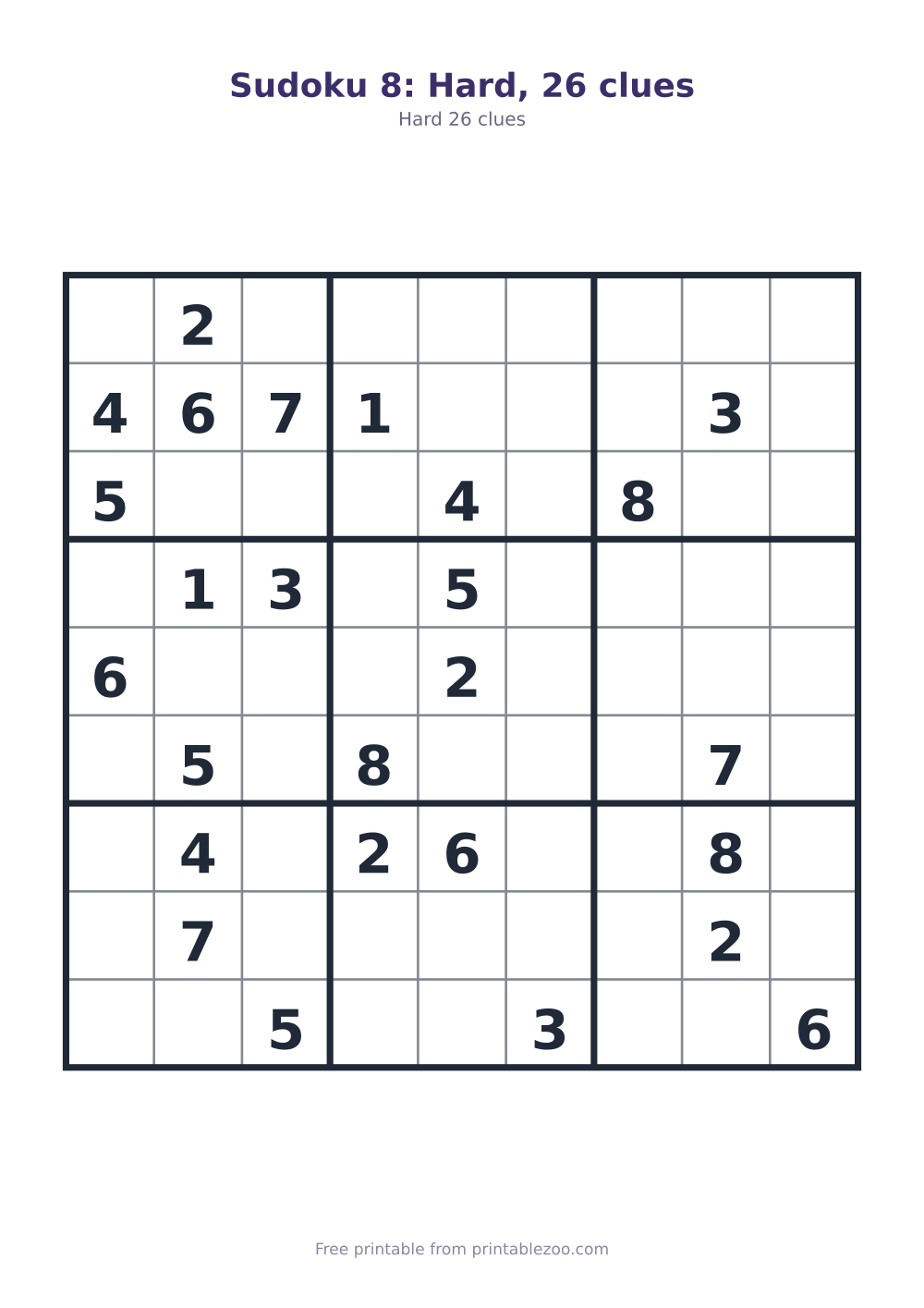 Sudoku 8: Hard, 26 clues