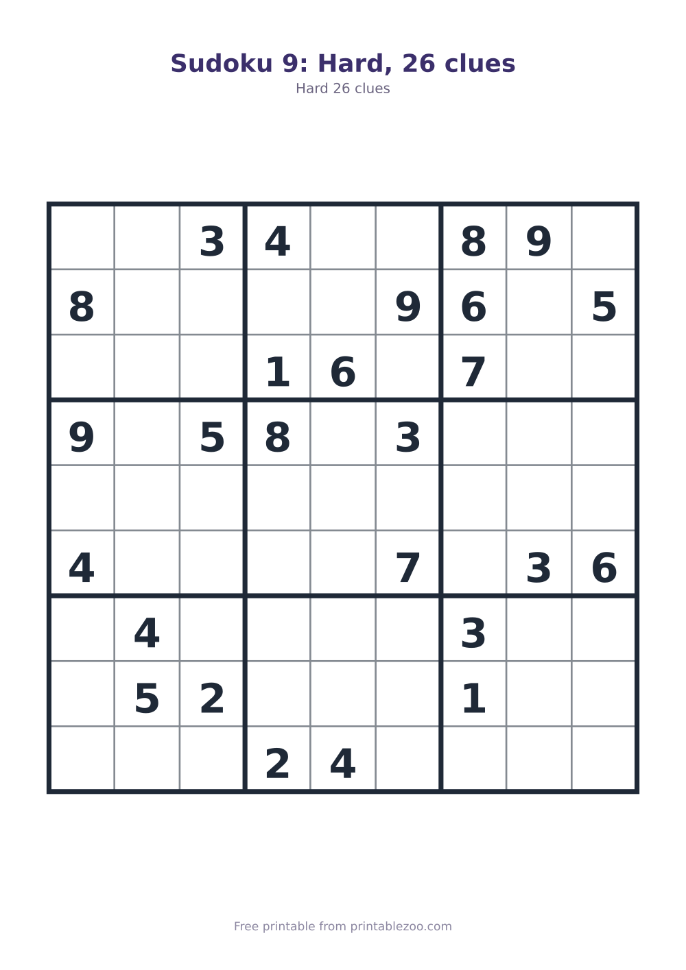 Sudoku 9: Hard, 26 clues