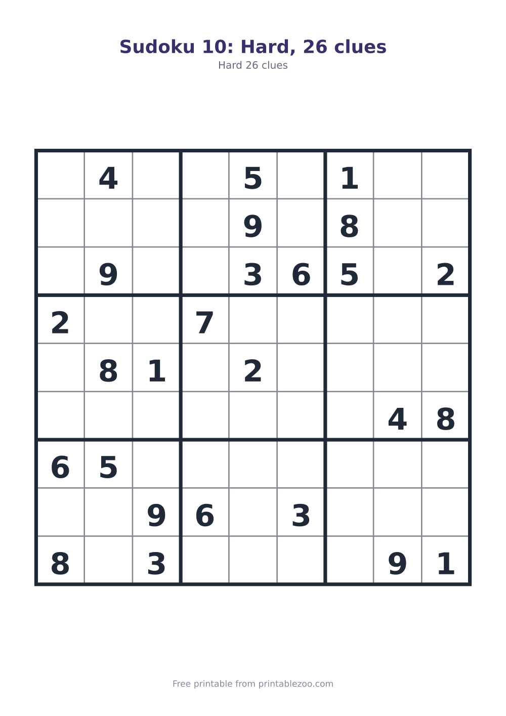 Sudoku 10: Hard, 26 clues