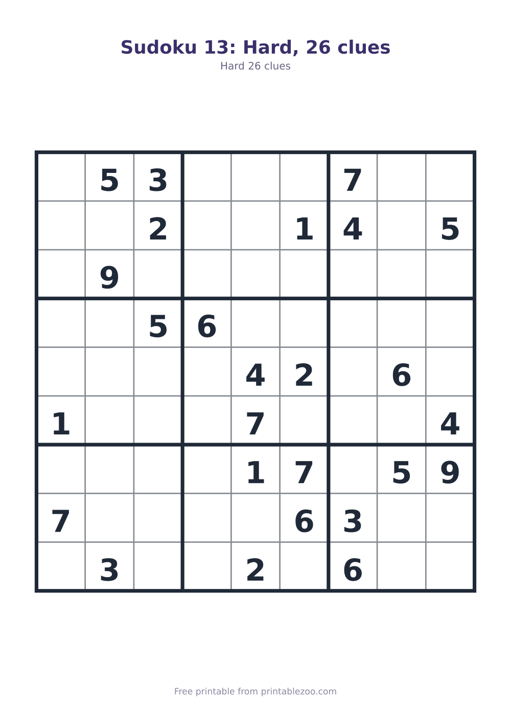 Sudoku 13: Hard, 26 clues