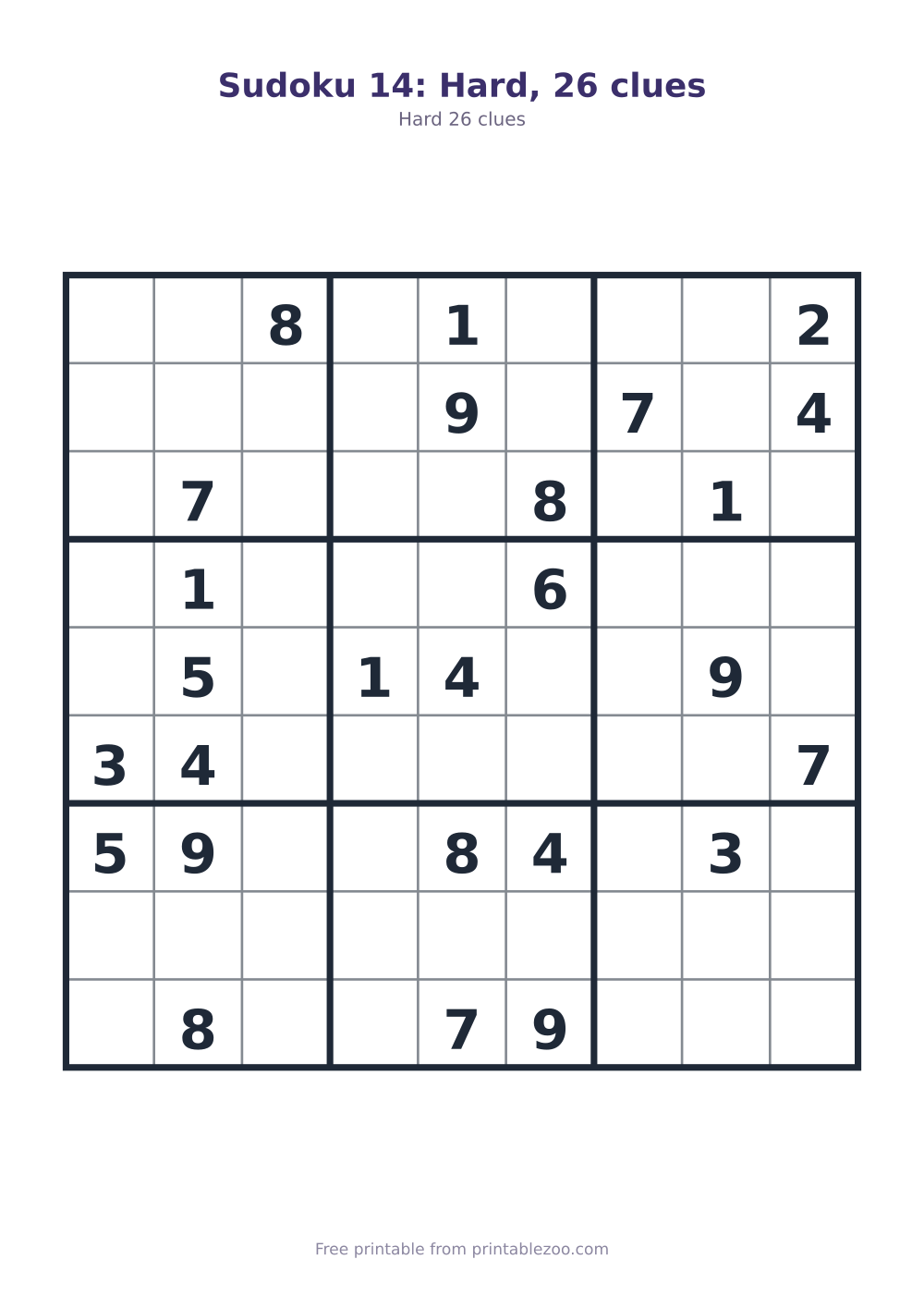 Sudoku 14: Hard, 26 clues