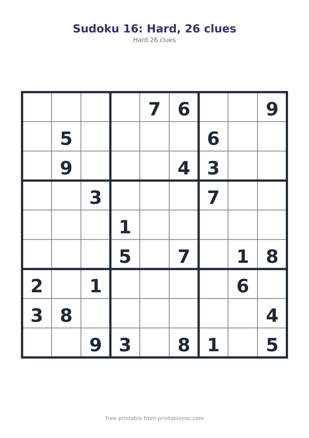 Sudoku 16: Hard, 26 clues