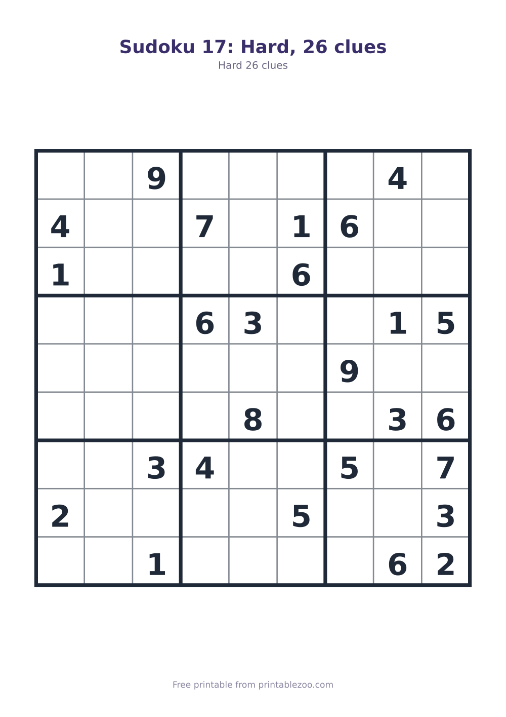 Sudoku 17: Hard, 26 clues