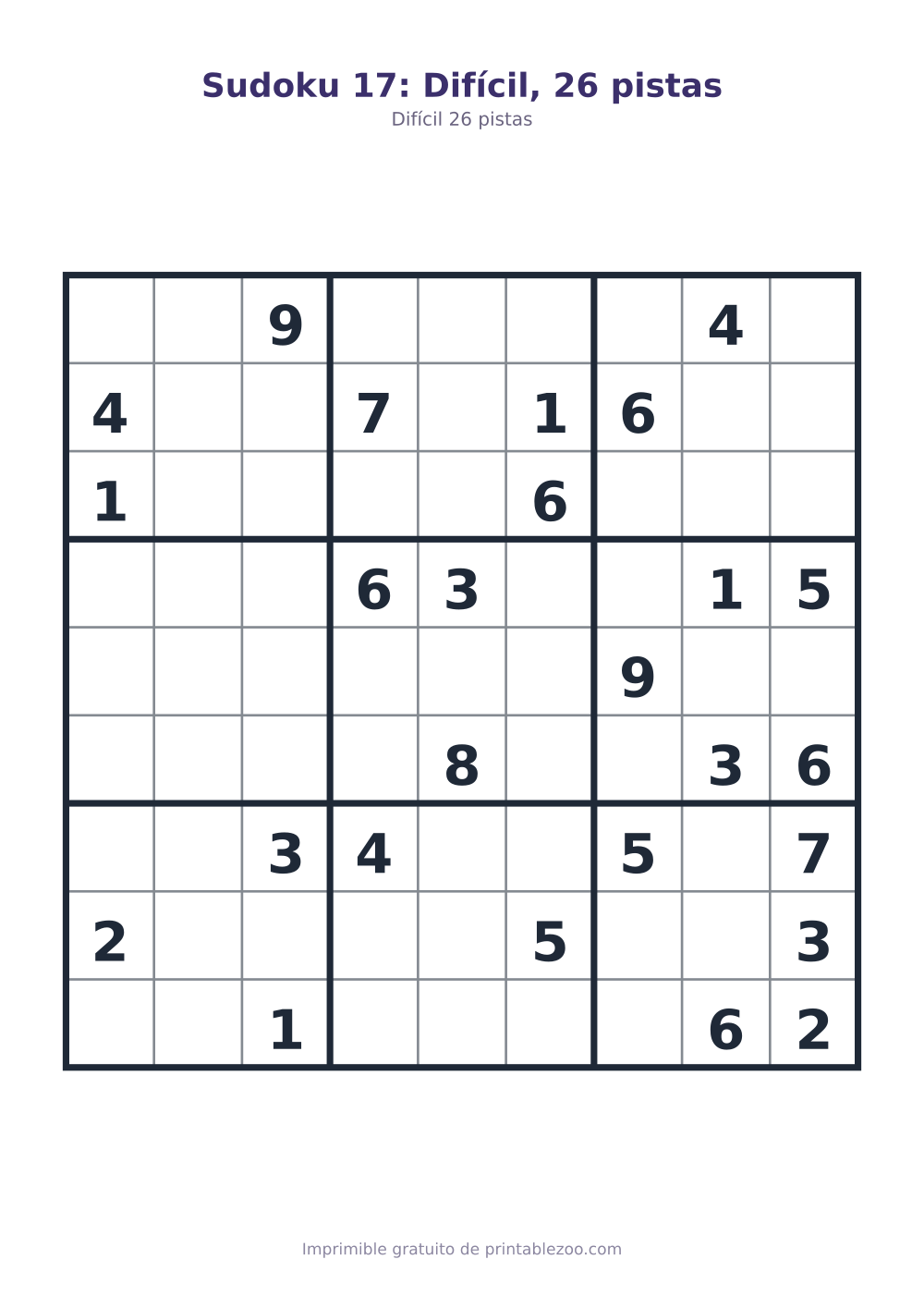 Sudoku 17: Difícil, 26 pistas