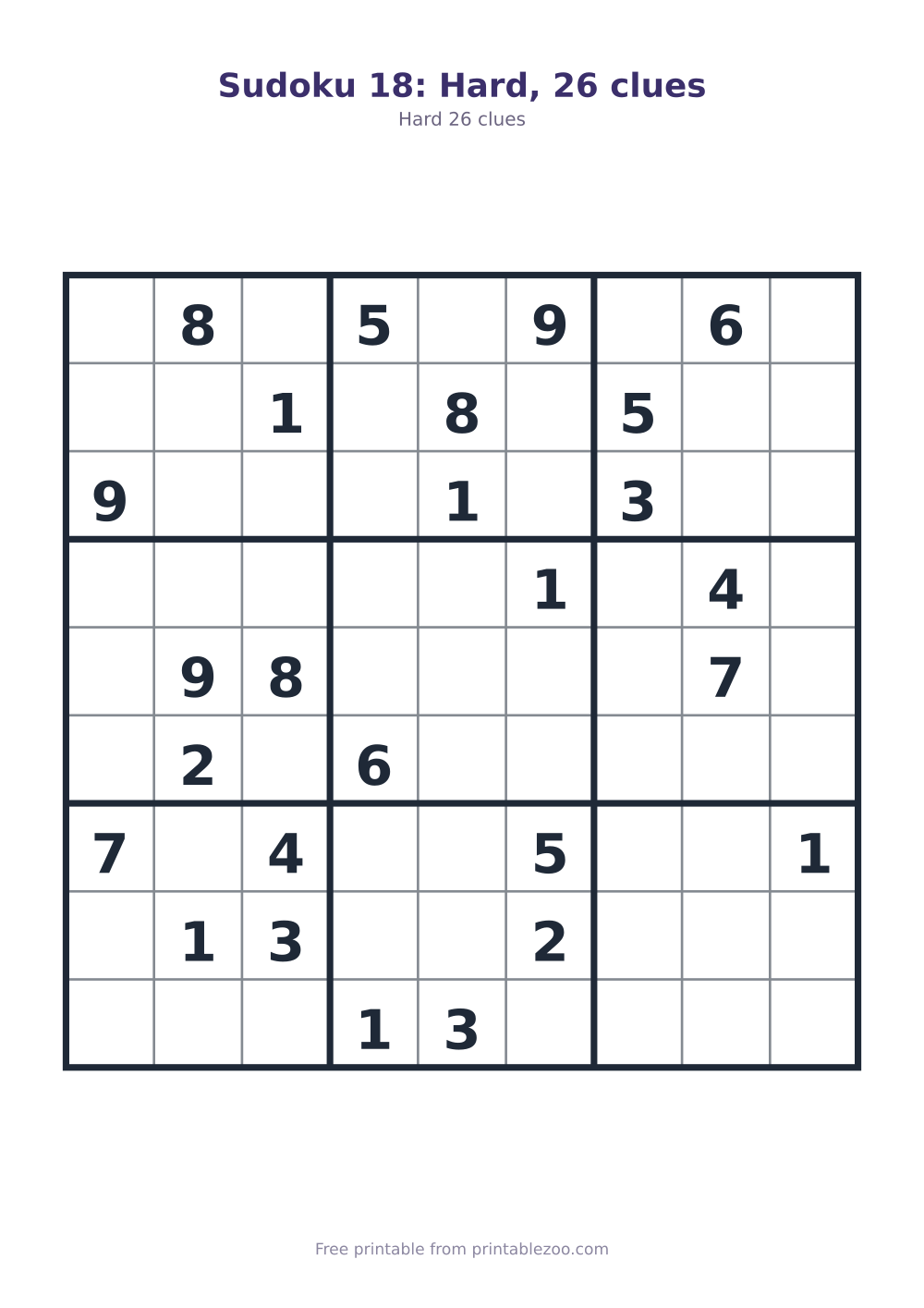 Sudoku 18: Hard, 26 clues