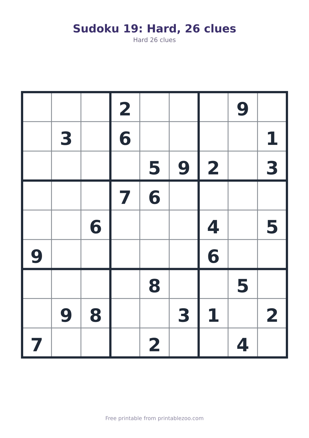 Sudoku 19: Hard, 26 clues