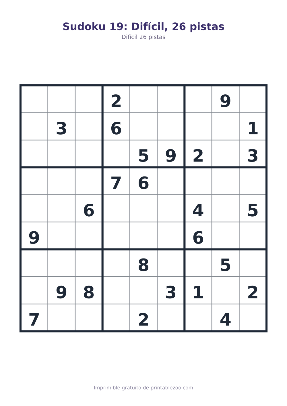 Sudoku 19: Difícil, 26 pistas