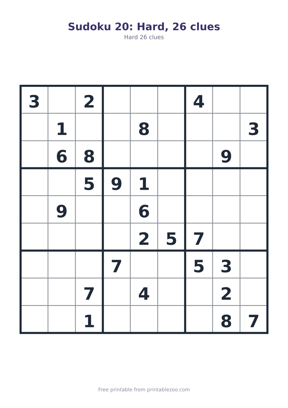 Sudoku 20: Hard, 26 clues