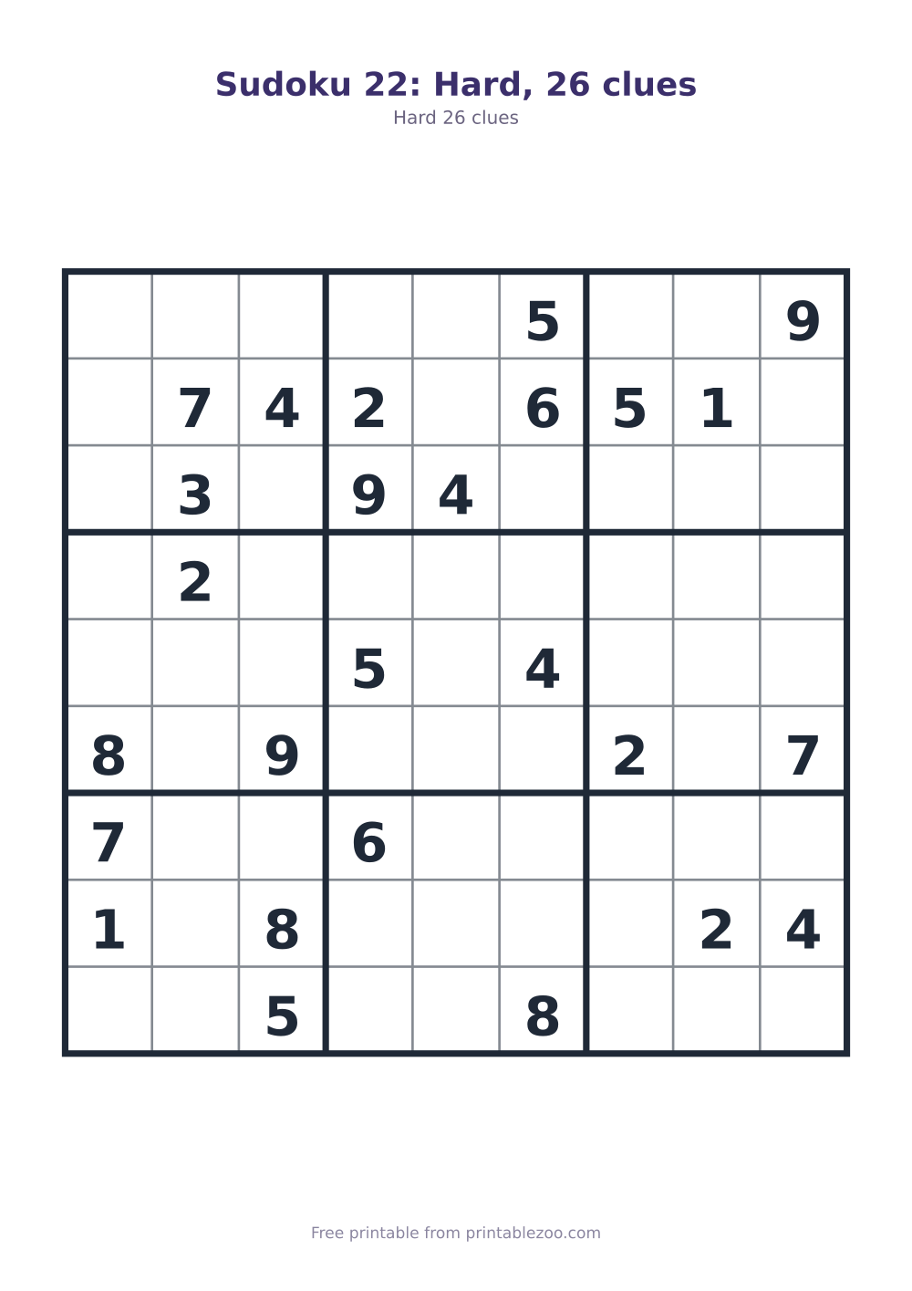Sudoku 22: Hard, 26 clues