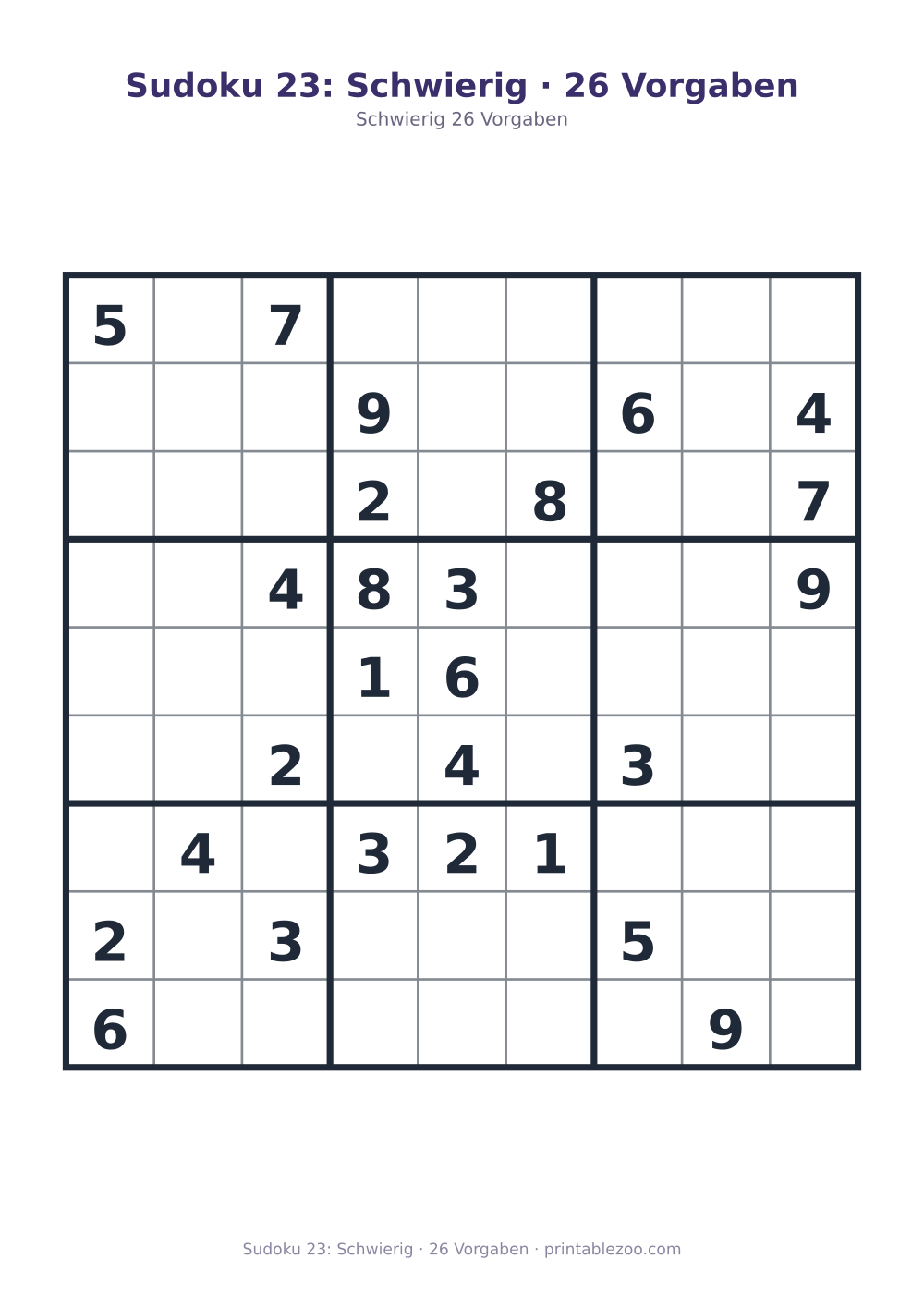 Sudoku 23: Schwierig · 26 Vorgaben als druckfertige Vorschau, Katalognummer 220323