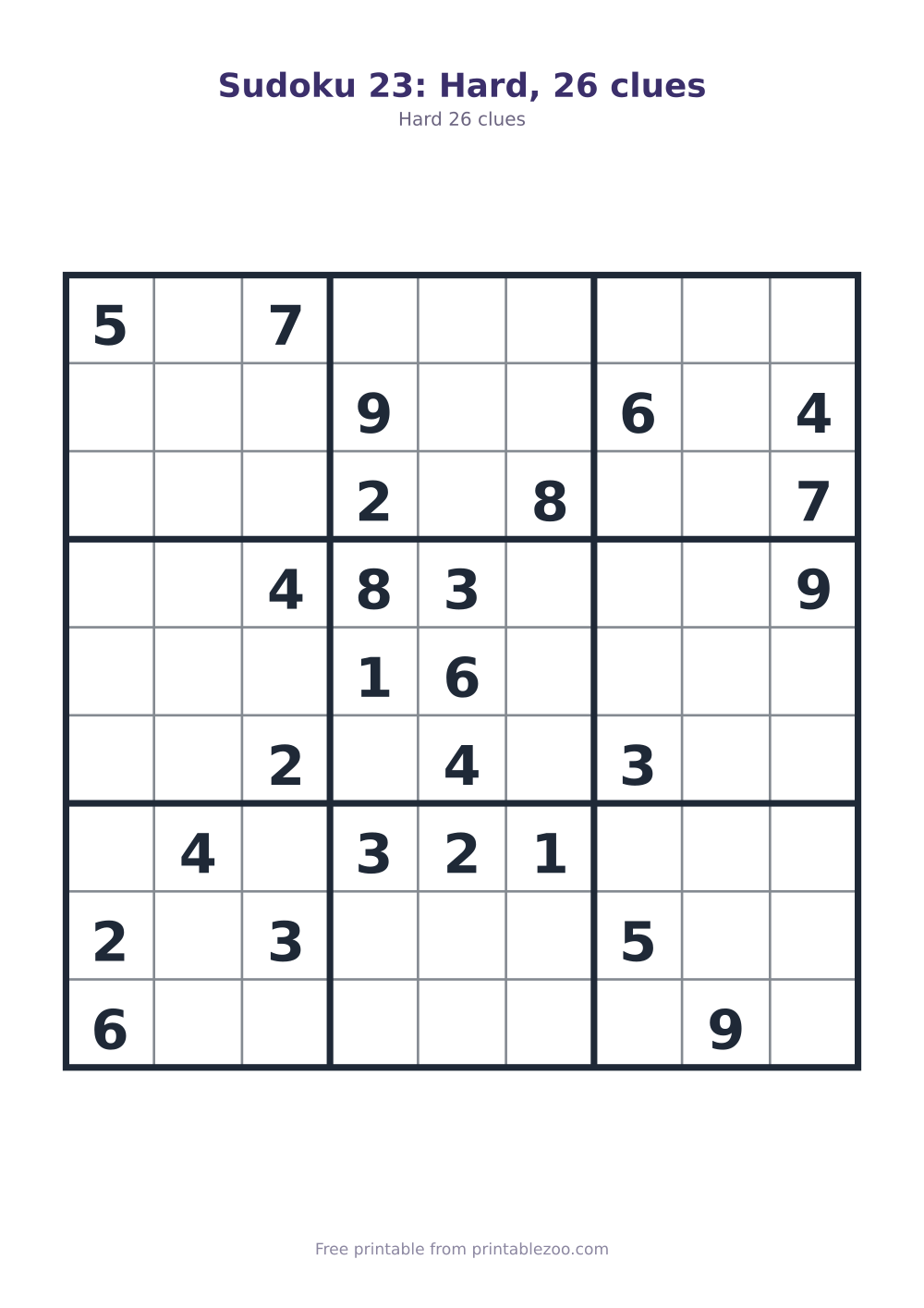 Sudoku 23: Hard, 26 clues