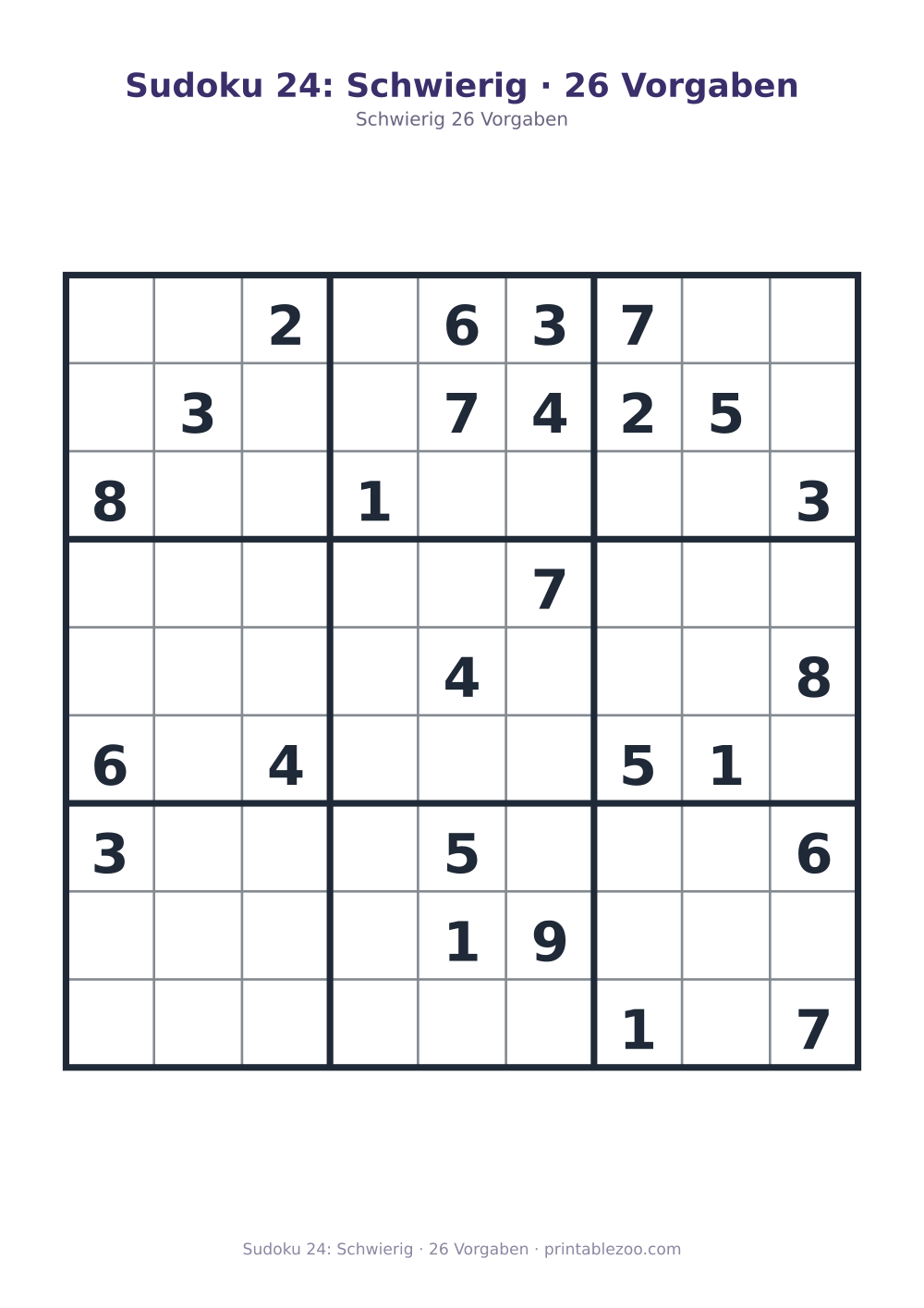 Sudoku 24: Schwierig · 26 Vorgaben als druckfertige Vorschau, Katalognummer 220324