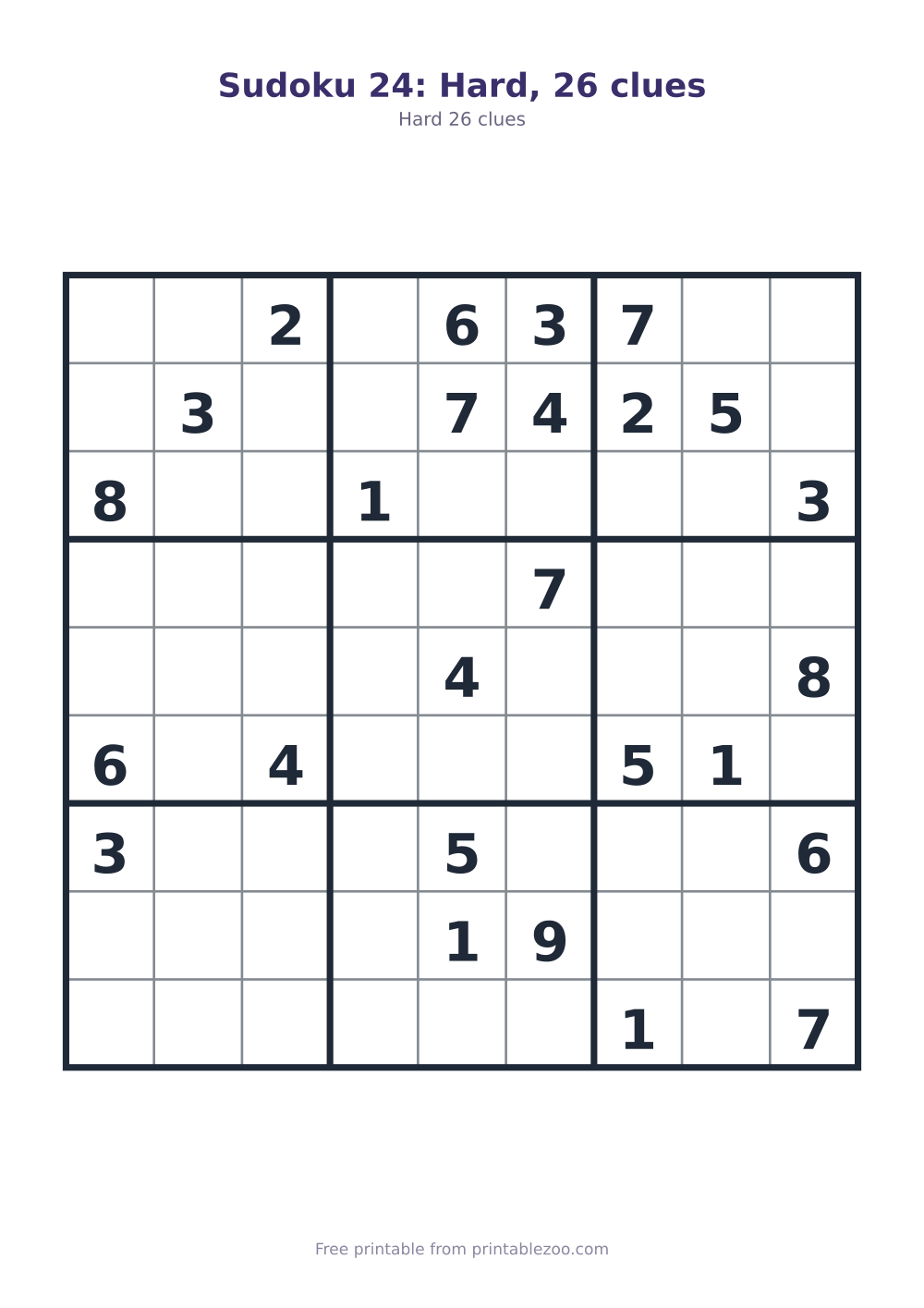 Sudoku 24: Hard, 26 clues
