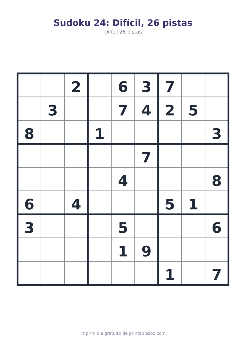 Sudoku 24: Difícil, 26 pistas