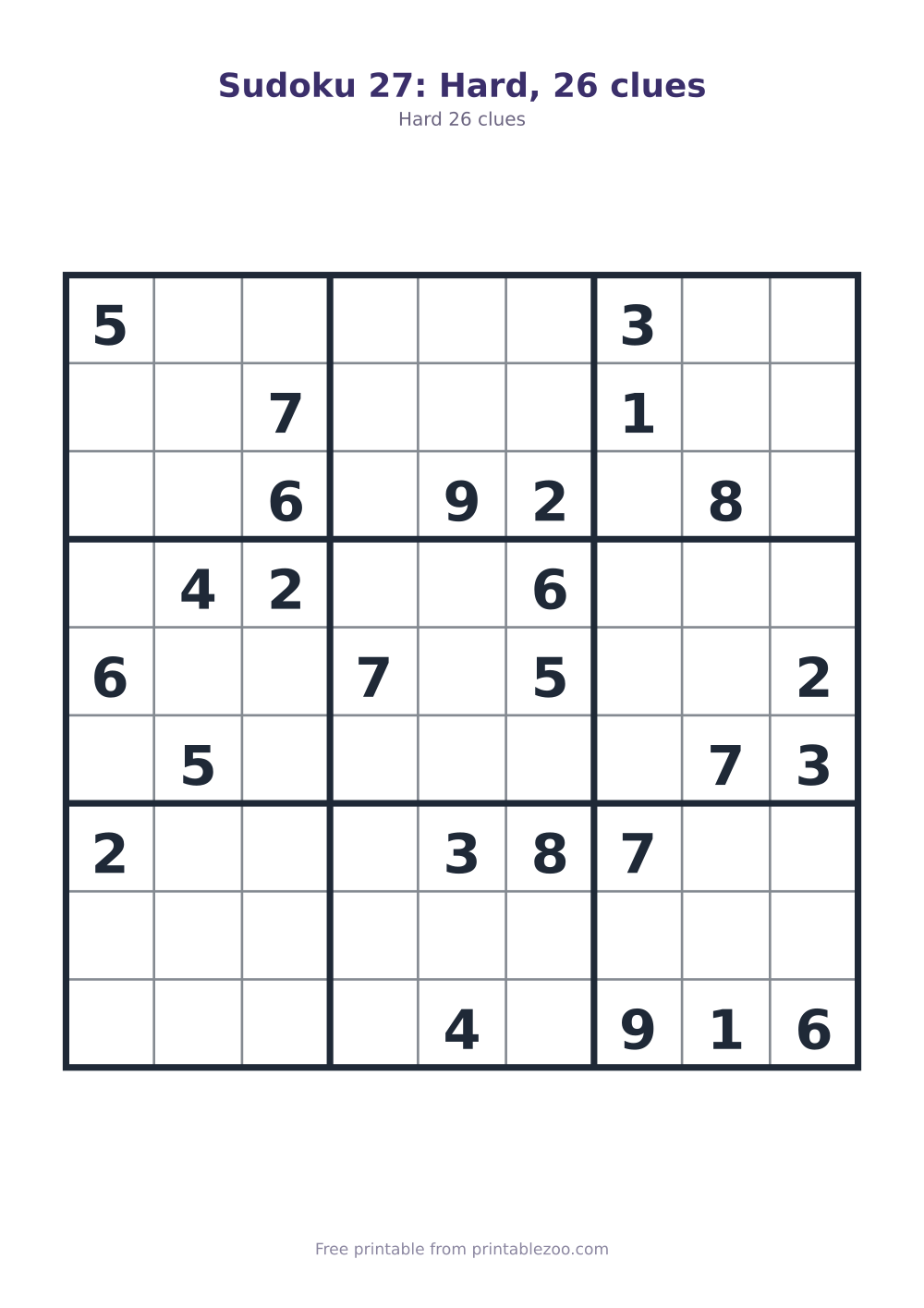 Sudoku 27: Hard, 26 clues