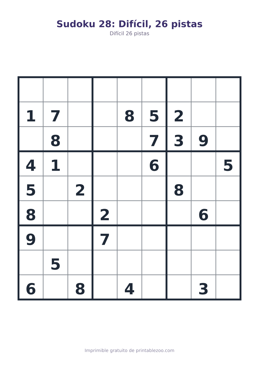 Sudoku 28: Difícil, 26 pistas
