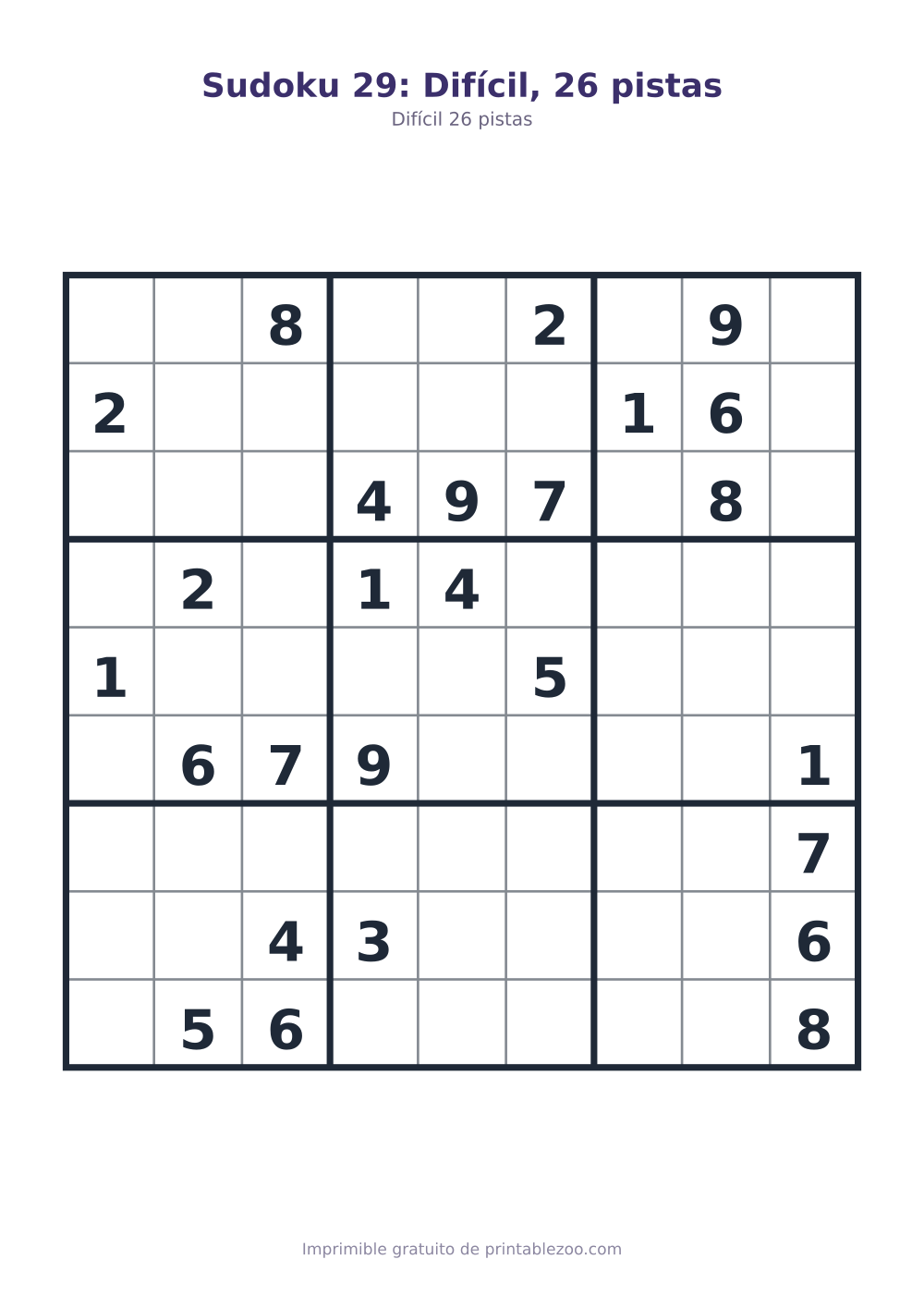 Sudoku 29: Difícil, 26 pistas