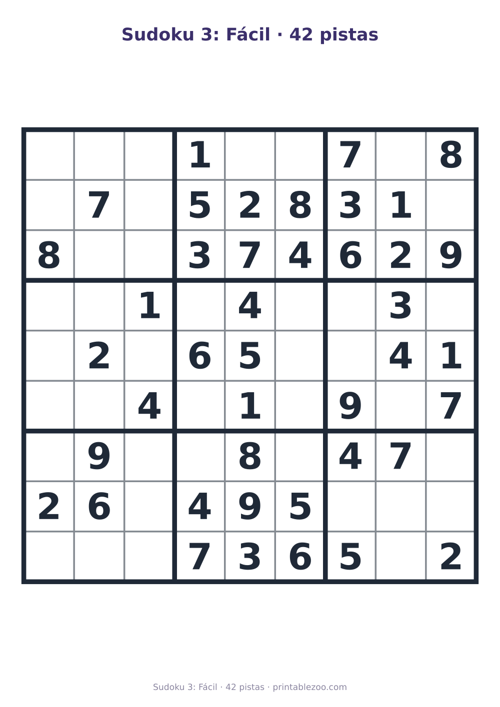 Prévia pronta para imprimir: Sudoku 3: Fácil · 42 pistas, catálogo nº 263103 Passatempo nº 263103.
