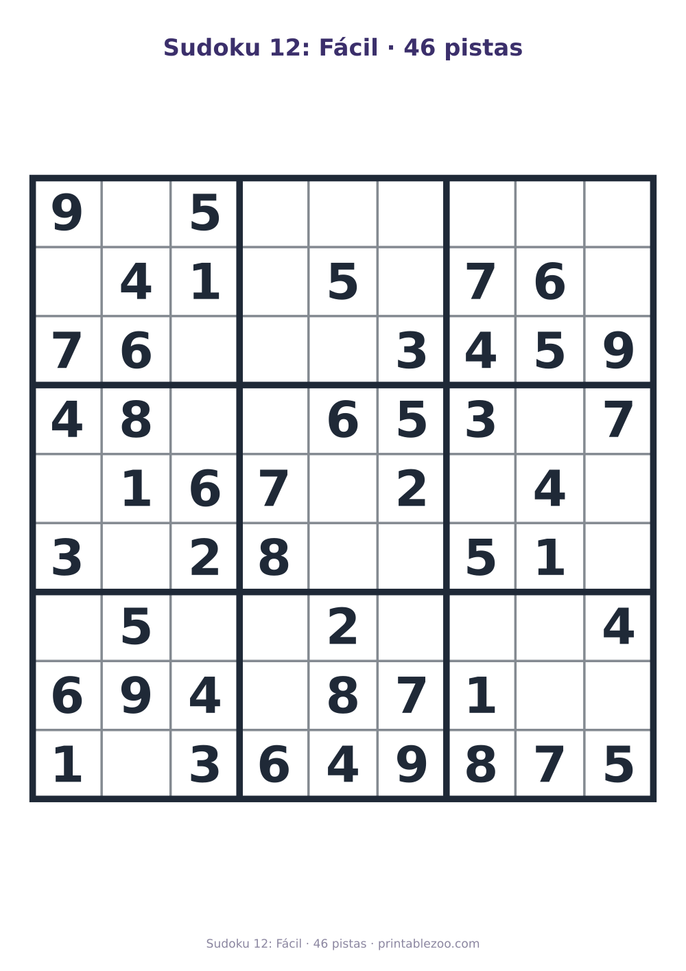 Prévia pronta para imprimir: Sudoku 12: Fácil · 46 pistas, catálogo nº 263302 Passatempo nº 263302.
