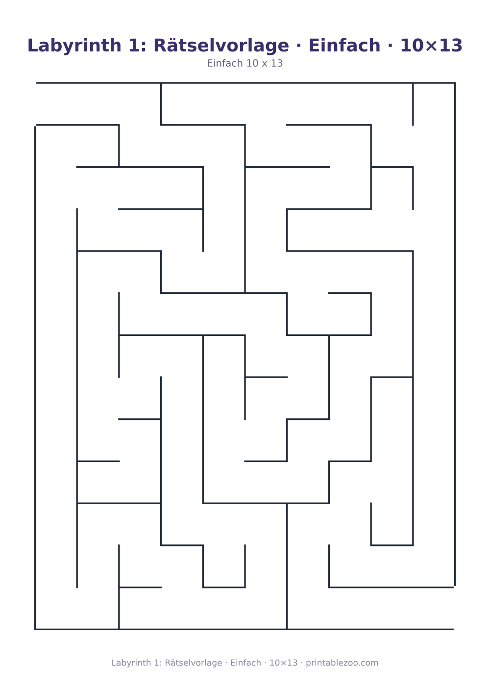 Labyrinth 1: Rätselvorlage · Einfach · 10×13 als druckfertige Vorschau, Katalognummer 153101
