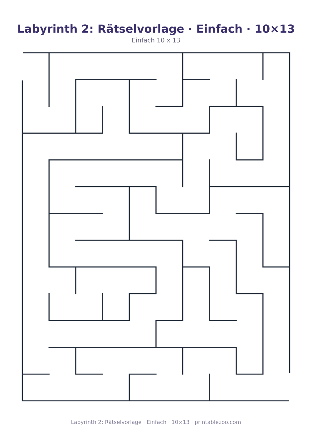 Labyrinth 2: Rätselvorlage · Einfach · 10×13 als druckfertige Vorschau, Katalognummer 153102