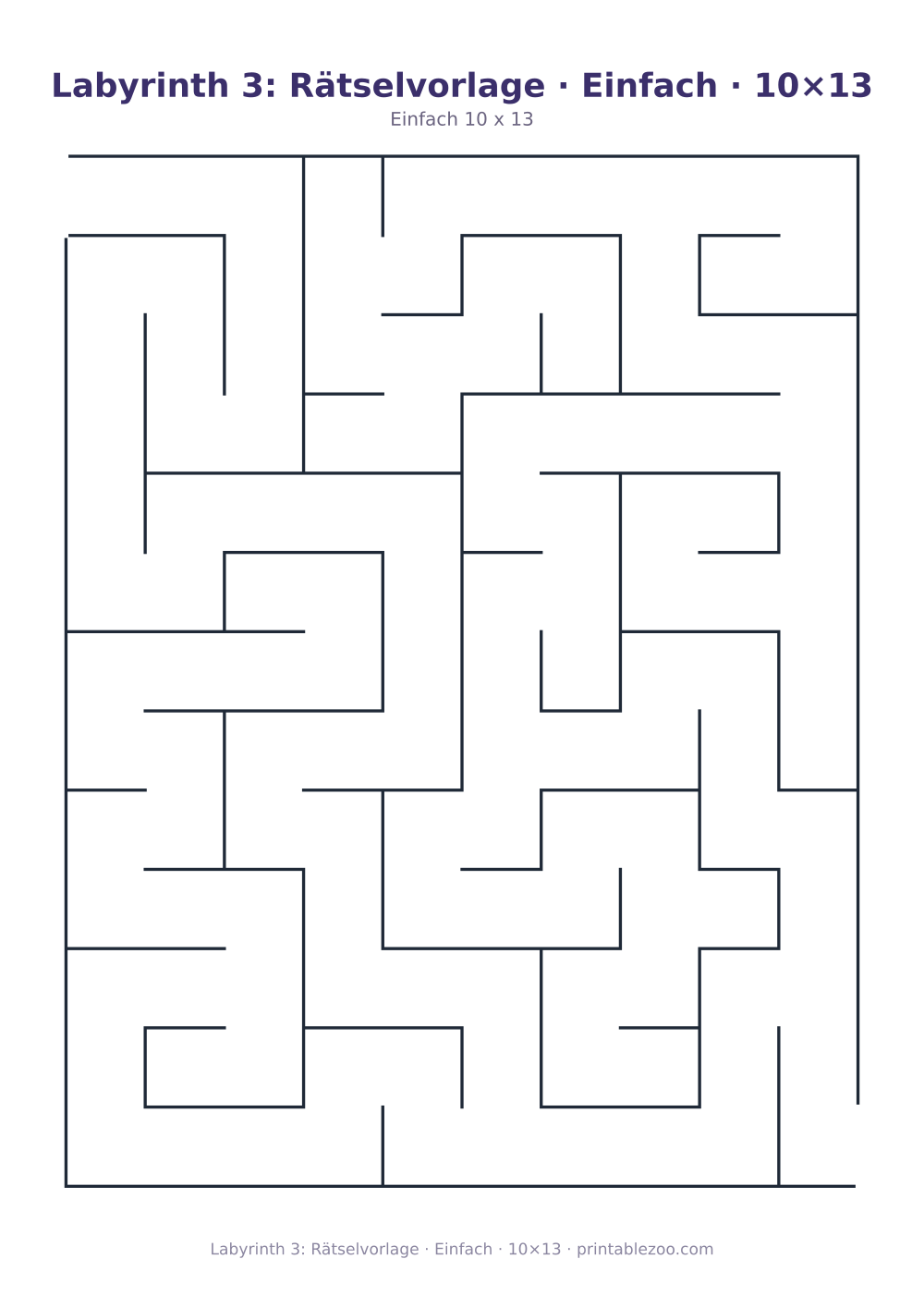 Labyrinth 3: Rätselvorlage · Einfach · 10×13 als druckfertige Vorschau, Katalognummer 153103