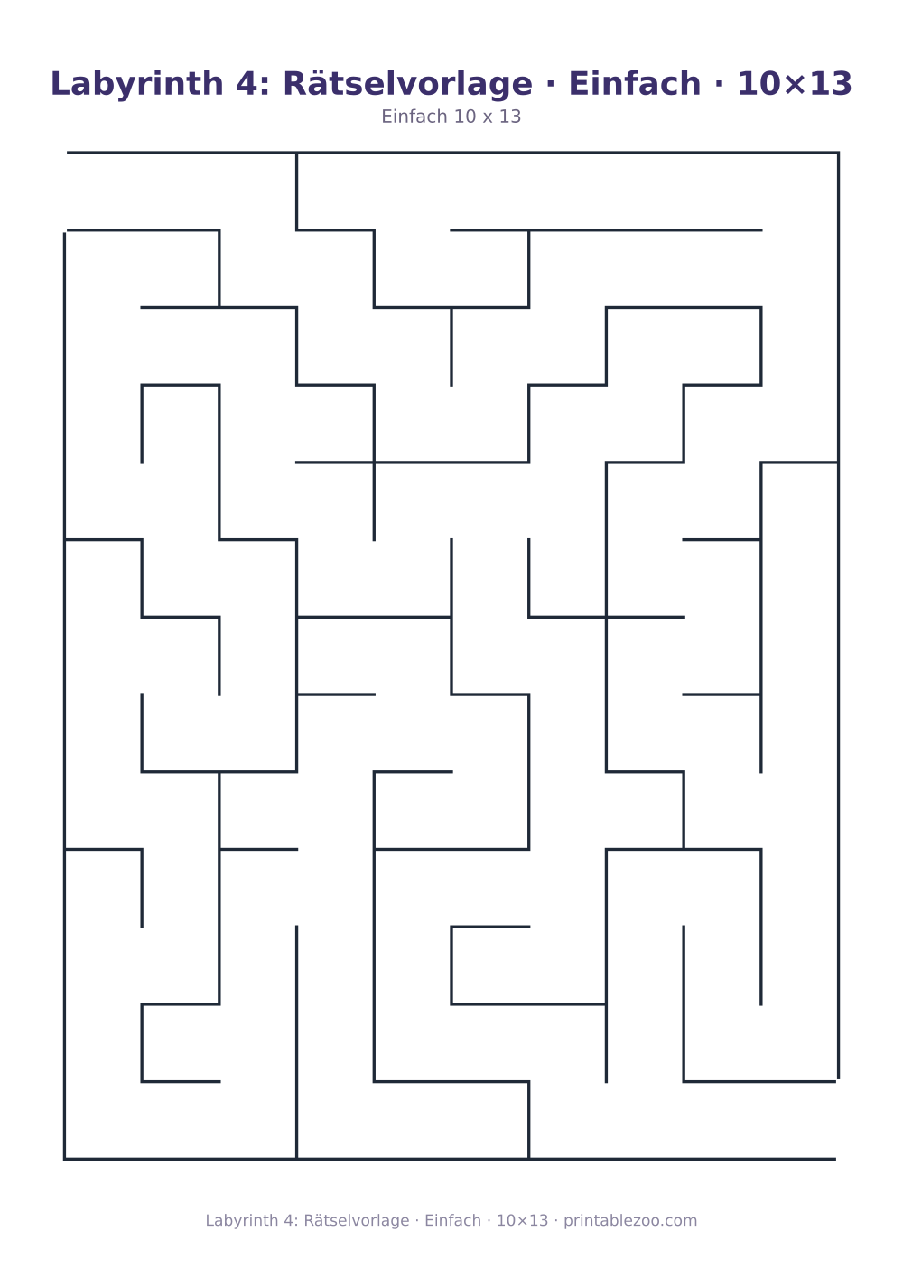 Labyrinth 4: Rätselvorlage · Einfach · 10×13 als druckfertige Vorschau, Katalognummer 153104