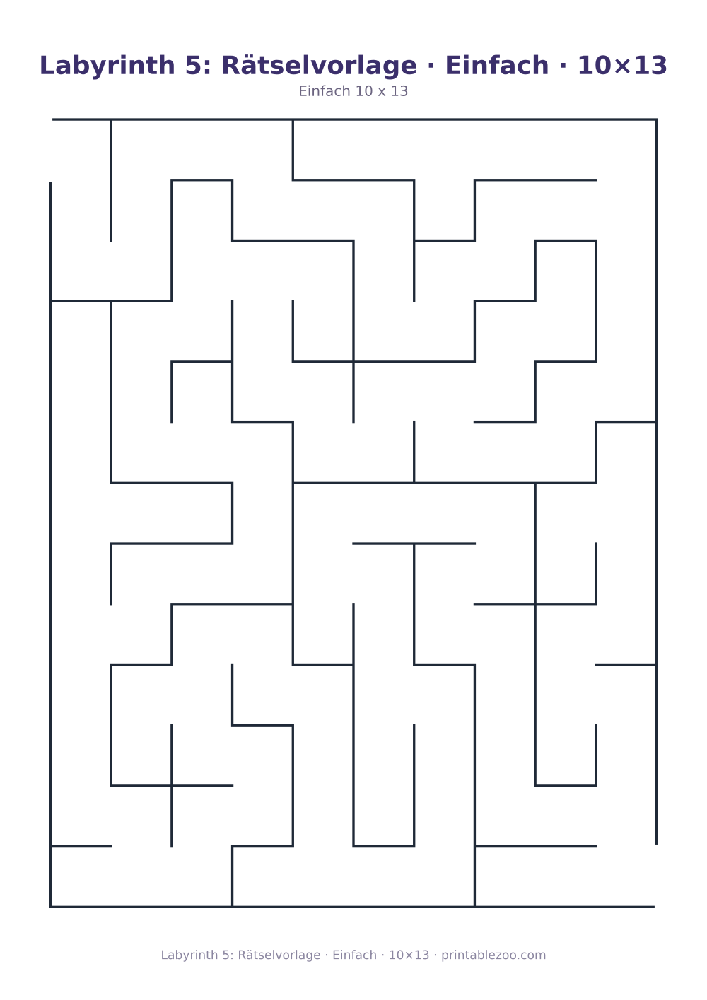 Labyrinth 5: Rätselvorlage · Einfach · 10×13 als druckfertige Vorschau, Katalognummer 153105