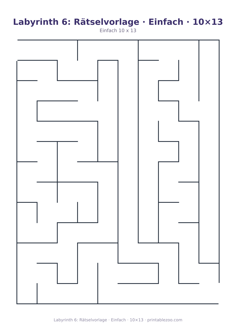Labyrinth 6: Rätselvorlage · Einfach · 10×13 als druckfertige Vorschau, Katalognummer 153106