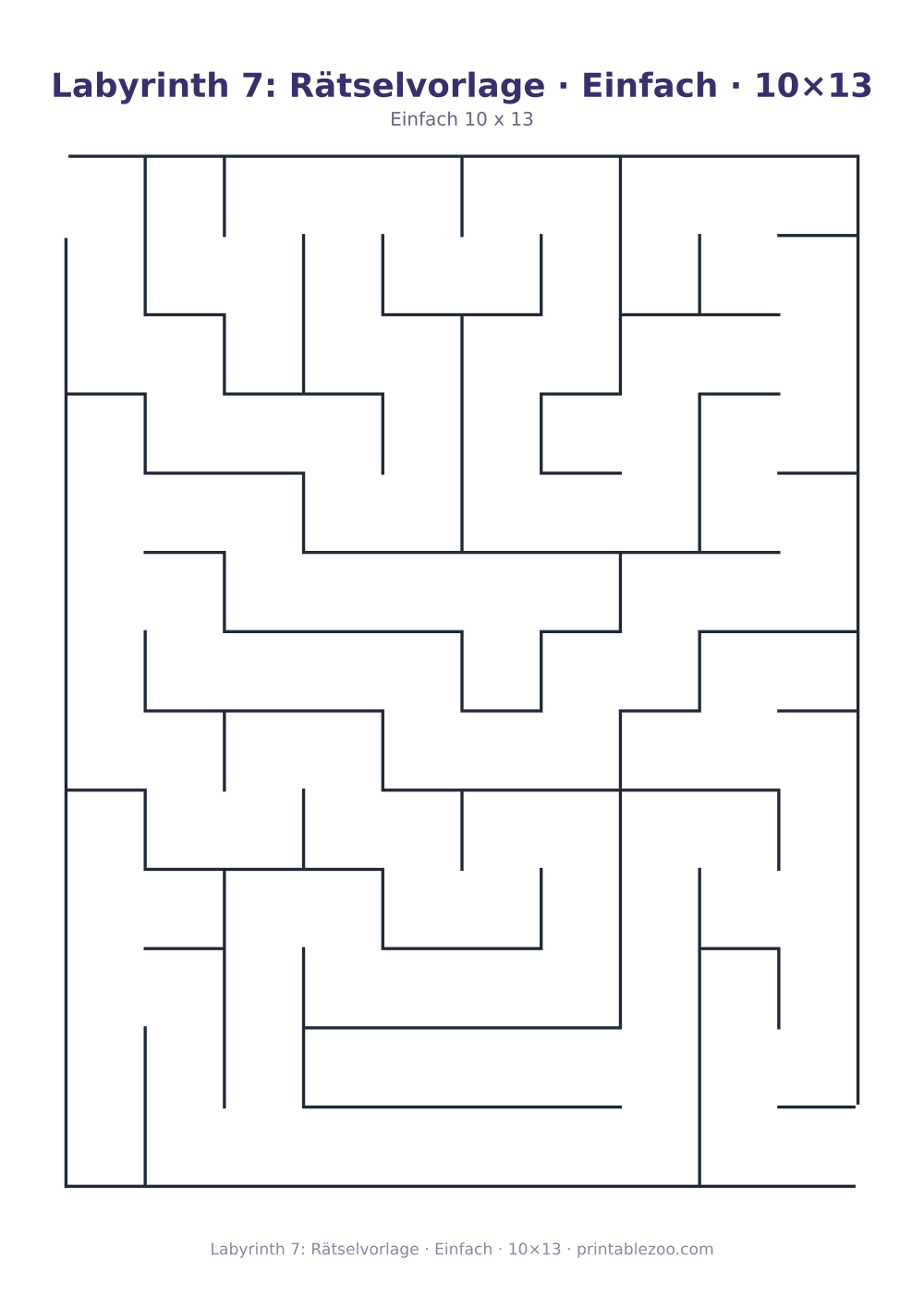 Labyrinth 7: Rätselvorlage · Einfach · 10×13 als druckfertige Vorschau, Katalognummer 153107