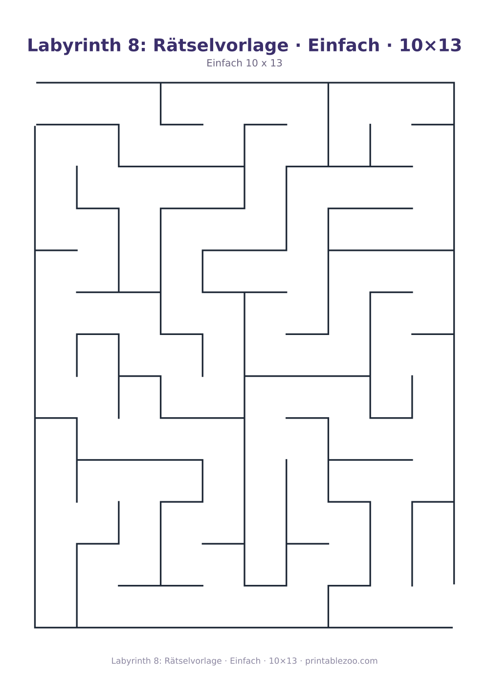 Labyrinth 8: Rätselvorlage · Einfach · 10×13 als druckfertige Vorschau, Katalognummer 153108