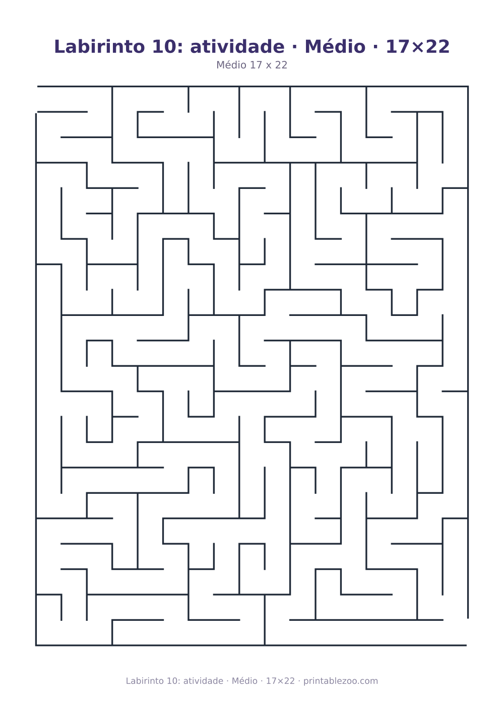 Prévia pronta para imprimir: Labirinto 10: atividade · Médio · 17×22, catálogo nº 153202