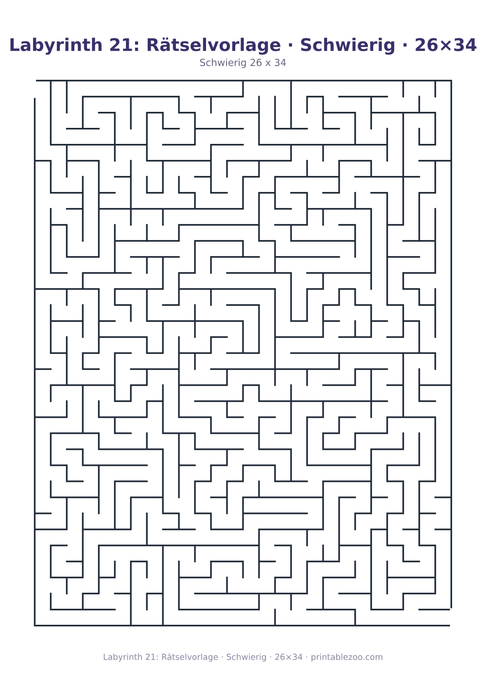 Labyrinth 21: Rätselvorlage · Schwierig · 26×34 als druckfertige Vorschau, Katalognummer 153305
