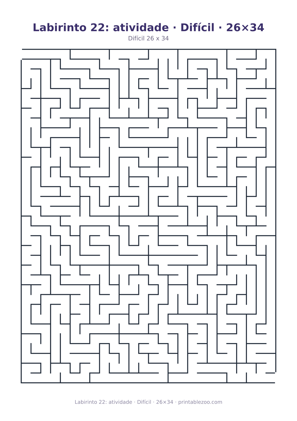 Prévia pronta para imprimir: Labirinto 22: atividade · Difícil · 26×34, catálogo nº 153306