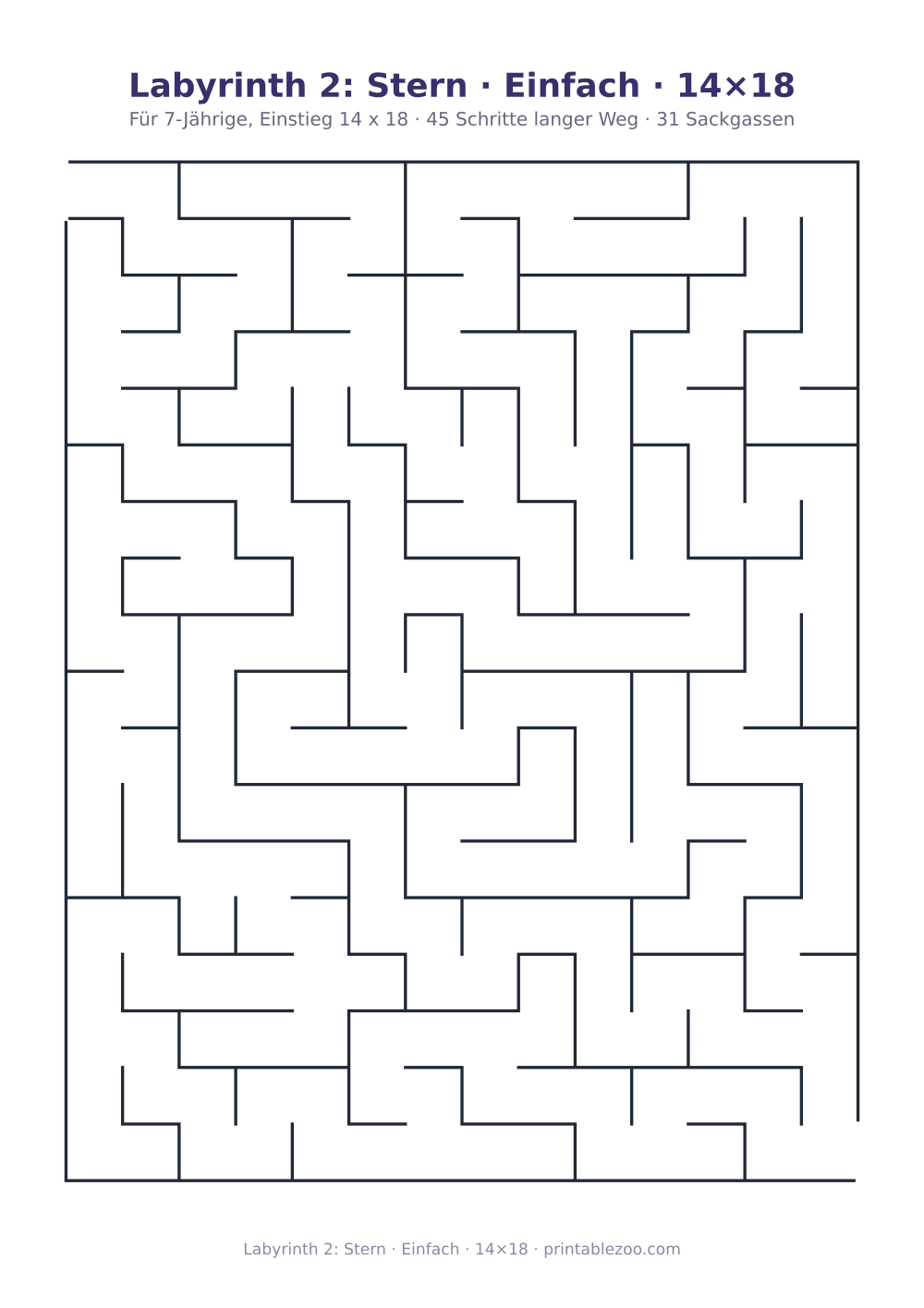 Labyrinth 2: Stern · Einfach · 14×18 als druckfertige Vorschau, Katalognummer 151102