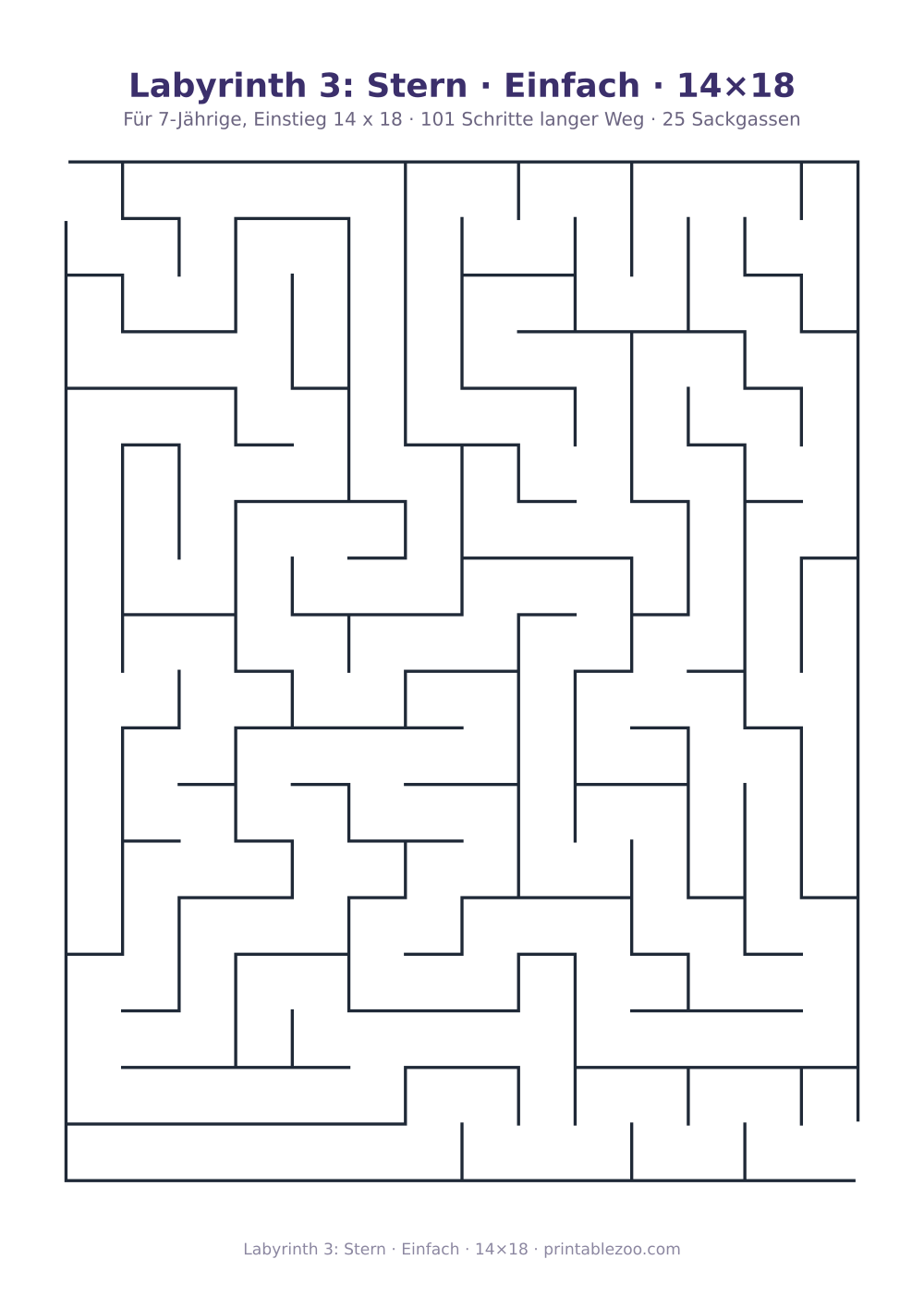 Labyrinth 3: Stern · Einfach · 14×18 als druckfertige Vorschau, Katalognummer 151103