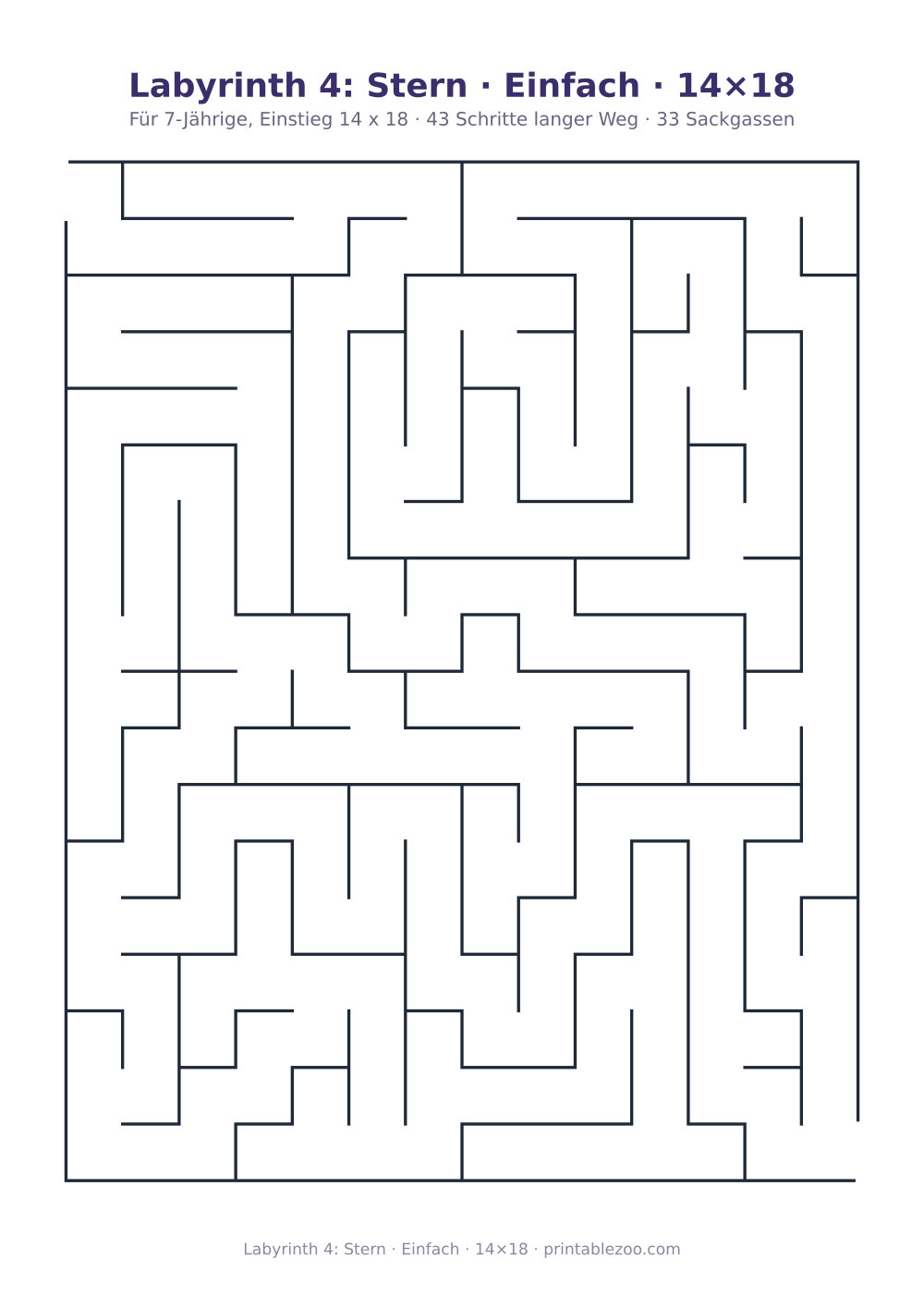 Labyrinth 4: Stern · Einfach · 14×18 als druckfertige Vorschau, Katalognummer 151104