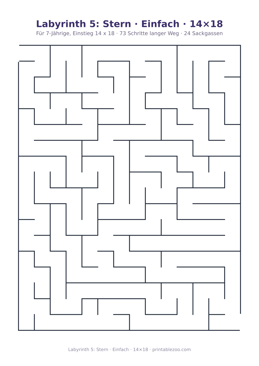 Labyrinth 5: Stern · Einfach · 14×18 als druckfertige Vorschau, Katalognummer 151105